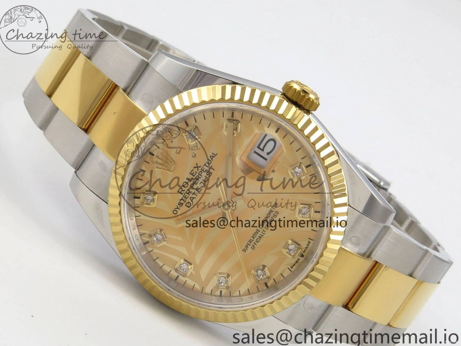 MiroTime 0327 SunProtective DateJust 36 SS YG ARF 1:1 Best Edition 904L Steel YG Leaf Diamonds Dial on Oyster Bracelet SH 87